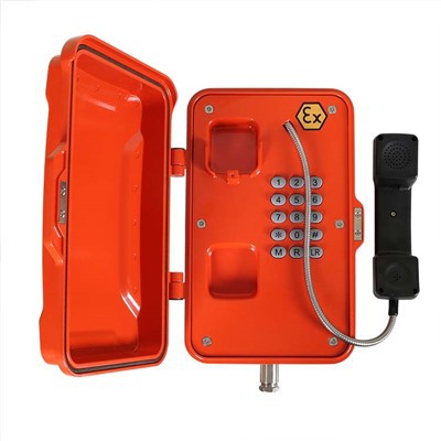 Wandmontiertes, eigensicheres Telefon mit Staubschutz für Anlagen